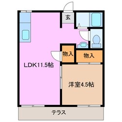 伊勢川島駅 徒歩59分 1階の物件間取画像